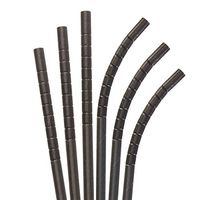 Biodegradable Eco Friendly Paper Straws, Compostable Black Jumbo Eco-Flex Paper Unwrapped 10 Inch, Box of 4800 Straws