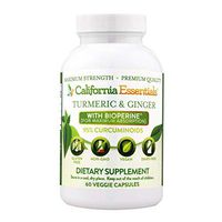 Turmeric Curcumin with Ginger with Bioperine for Pain Relief & Joint Support, 1400mg Max Absorption 95% Curcuminoids, Turmeric Veggie Capsules with Black Pepper, Non-GMO, Gluten Free (60)