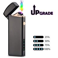 Windproof Arc Lighter X Plasma Lighters Rechargeable USB Lighter Electric Lighter for Candle-with LED Display Power (Black)