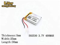 3.7V 400mAh 502530 Lithium Polymer Ion Rechargeable Battery Lithium Polymer Li-Po Battery for MP4 GPS MP3 Bluetooth Stereo DIY Gift