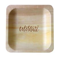 "Celebrate" StatementWare Disposable Dessert Plates (50-Pack)—100% Natural, Eco-Friendly Alternative to Plastic Dessert Plates, Party Plates and Cake Plates (5.5" x 5.5")