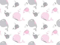 5ct Pink Grey White"Whales" Baby Gingham Tissue Paper Gift Wrapping 20"x30" Sheets nfLG -1357