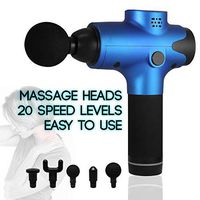 Handheld Percussion Massage Gun Deep Tissue Muscle Massager Rechargeable Massage Device with 20 Speed Levels and 5 Massage Heads (Blue)