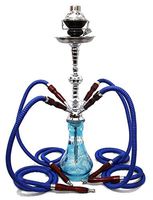 4 hose 22" Blue Hookah shisha nargila bar smoking pipe glass vase wholesale