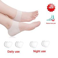 4 Pairs (2 Pairs for Daily Use 2 Pairs for Night) Silicone Heel Socks Plantar Fasciitis Insertion Pads Heel Shield and Heel Cup for Dry Heel Plantar Fasciitis Sore Heels. for Men & Women—White (White)