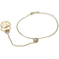 Lady Fashion Punk Jewelry Women Rhinestone Crystal Gold Plated Ring Bracelet CHI Cute Stylish Trendy Charms Accesories Jewerly Best Accessories