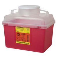 Sharps Collector, 6 Gal, Open, Clear Top, Large Open Cap 12 pk