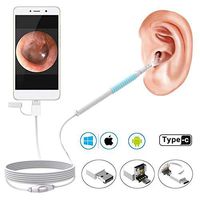 3 in 1 Ear Endoscope Earwax Removal Tool 720P HD Waterproof Camera 5.5mm Inspection Visual Earwax Removal Tool with 6 Adjustable LED Lights for Android/Windows/Mac (Not for iPhone)