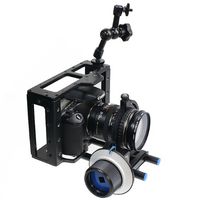 ePhoto DIGITAL DSLR Video Camera Cage Bracket Stabilizer Bundle, Follow Focus, Friction Arm CAGEFOCUS