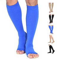 TOFLY Knee High Compression Stockings, Firm Support 20-30 mmHg Opaque Maternity Pregnancy Compression Socks, Open-Toe, Ankle & Arch Support, Swelling, Varicose Veins, Edema, 1 Pair Blue XXL