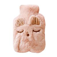 TRRAPLE Hot Water Bag with Removable Fleece Cover 26X17 cm Transparent Hot Water Bottle Hot and Cold Therapy for Warm Keeping & Pain Relief with Cute Animal Shape Cover