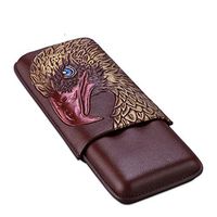 Humidors Cigar Set Cigar Box Cigar Leather Eagle Embossed Cigar moisturizing 3 Cigar case Cigar Accessories (Color : Red, Size : 19.49.84cm)