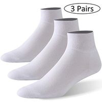 Forcool Diabetic Socks, Men's Women's Non Binding Loose Top Diabetic Socks Wide Ankle Low Cut Cotton Edema Socks Diabetes Socks with Seamless Toe, 3 Pairs White Large