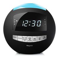 Digital LED Alarm Clock Radio - Raynic AM/FM Radio, 7-Color Night Light with Dimmer, Dual Loud Alarms with Snooze, Bluetooth Speaker, for Kids, Heavy Sleeper, Bedrooms