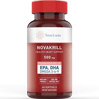 Natural Krill Oil Omega 3 6 9 Supplement, Burpless 60 Red Liquid Softgels, Rich in EPA, DHA, Astaxanthin, No Fishy Aftertaste, 1000mg per 2 Softgels