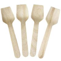 [100 Count] Wooden Mini Biodegradable Tasting Spoons Small 3.75 Inch Eco Friendly Square Gelato Spoons - Perfect for Sampling Food, Ice Cream, or Spices - Frozen Dessert Supplies