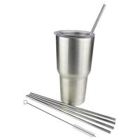 HP95 1PC Long 10.5in Reusable Drinking Metal Straws Straight Stainless Steel Drinking Straws for 20 Oz/30 Oz Cups (Pack of 4-270mm/10.5")