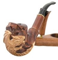 "Dragon III" pear wood handmade wooden tobacco pipes smoking pipe for 9 mm filter + Pouch