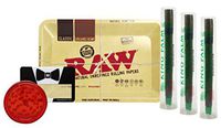 King Palm Single Pack Slim Cone (3 Pack), Acrylic Grinder, Raw Metal Rolling Tray Mini, with Hippie Butler Scoop Card- 6 Item Bundle