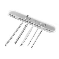 5 Pcs Ear Pick Earwax Removal Tool Kit, Personal Care Ear Clean Tools, Stainless Steel Ear Cleansing Tool Set, Ear Curette Ear Wax Remover Tool with Storage Box