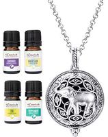 Wild Essentials Elephant Essential Oil Diffuser Necklace Gift Set Includes Aromatherapy Pendant, 24" Stainless Steel Chain, 12 Refill Pads and Pure Oils (Lavender, Peppermint, Inner Calm and Zen)