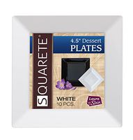 Squarete 4.5'' inch White Dessert Plates party Plates Hard Plastic Elegant Disposable 10 Dessert Plates Per Package