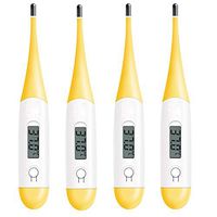 Best High Precision Thermometer for Fever Test with Flexible Tip, LCD Digital Body Temperature Accurate & Fast Reading Oral Cavity, Rectum, Armpit Thermometer for Baby, Child & Adult (4 Pcs, Yellow)