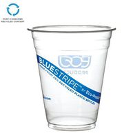 Bulk Recycled Cold Cups, 16oz PCR Cold Cups, BlueStripe 50% Recycled Content: Eco-Products EP-CR16 (3000 Compostable Cold Cups)