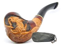 Dr. Watson - Wooden Tobacco Smoking Pipe, Hand Carved, Fits 9mm Filter, Comes with Pouch, Boxed (Dragon)