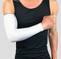 BeesClover Unisex Armguard Lengthened Elbow Wrist Protector Breathable Sunscreen Sleeve for Cycling Fishing White XXL