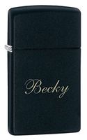 Personalized Zippo Slim Black Matte Lighter with Free Laser Engraving