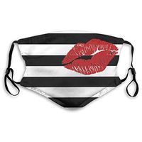 Glitter Red Lips On Black and White Stripes Unisex Reusable Comfortable Masks Activated Carbon Warm Face Mouth Mask