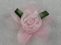 30pcs Organza Ribbon Lotus Cabbage Spend 2.4 Flower Appliques Bow-8 Colors (Pink)