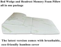 InteVision Folding Bed Wedge Pillow (32" x 25" x 6.5") & Headrest Pillow in One Package - 2" Memory Foam Top & Carrying Case - Helps Relief from Acid Reflux, Post Surgery, Snoring, and Back Pain
