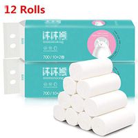 Toilet Paper 12 Roll 4-Ply Soft Household Toilet Tissues Eco Friendly Natural Pulp Paper Rolls Strong Water Absorption Rapid Dissolving Toilet Paper-12 Roll