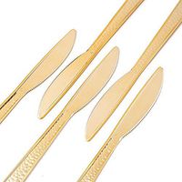 BalsaCircle 48 pcs 7-Inch long Gold Hammered Design Plastic Knives Disposable Wedding Party Catering Tableware Discounted Supplies