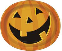Smiling Pumpkin Halloween Oval Paper Plates, 8ct