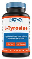 Nova Nutritions L-Tyrosine 500 mg 180 Capsules - L Tyrosine 500MG for Mental Alertness, Energy, Focus, Healthy Glandular Function and Balance