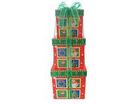 LAC Design Nested Boxes - Set of 3 Gift Boxes for Christmas and Holidays (Holiday Santa)
