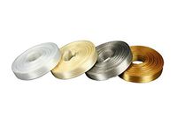 CHRISTMAS Set 4 Rolled up 3/8" SF SATIN Ribbon 10 Yds each (40 Yds Total) Choose Combo (White, Ivory, Silver, Gold)