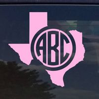 Texas Custom Circle Monogram Initials Vinyl Decal Sticker for Cars YETI Cup Laptop (3"x3", Soft Pink)