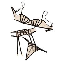 Viviplus Ladies Mesh Hollow Split Lingerie 2019 Trendy New Red Sexy Exquisite Pajamas Lingerie Babydoll Cut-Out Underwear Nightdress Bra + Briefs + Garter 3Pc Set, Clothing