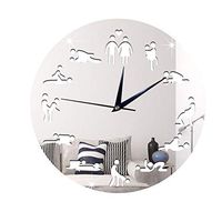 LiboboArt Creative Appeal Acrylic Frameless Sticker Wall Clock Home Bedroom Decor (Silver)