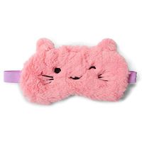 Fuzzy Faux Fur Pink Kitty Eye Mask Soft Plush Sleep Masks for Girls - Perfect for Home and Travel by Tri-Coastal Design