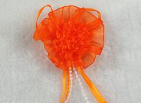 24pcs Organza Round Cabbage Flowers Wedding Decoration Appliques (Pick Color) (Orange)