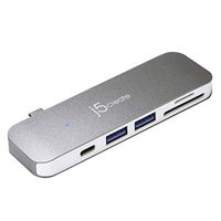 j5create USB-C 6-in-1 UltraDrive Mini Dock USB C USB 3.1 Power Delivery | SD/microSD Slots | Compatible with MacBook, Chromebook and USB C Devices
