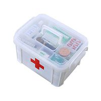 Medical Storage Box, Small Portable Hand Carry Plastic Medicine First Aid Double Layer Organiser Bin with Lid (Color : White)