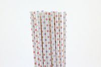 Pink and Lavender Small Polka Dots Paper Straws (25)