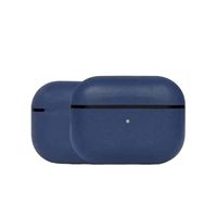 J.SPG AirPods Pro Case, Premium Genuine Leather Portable Shockproof Protective Cover for Apple AirPods Pro Earphones Charging Case (Front LED Visible) Support Wireless Charging,Blue