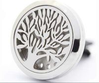 Round Life Tree stainless steel hollow diffuser, automobile clip essential oil diffuser (Silver)